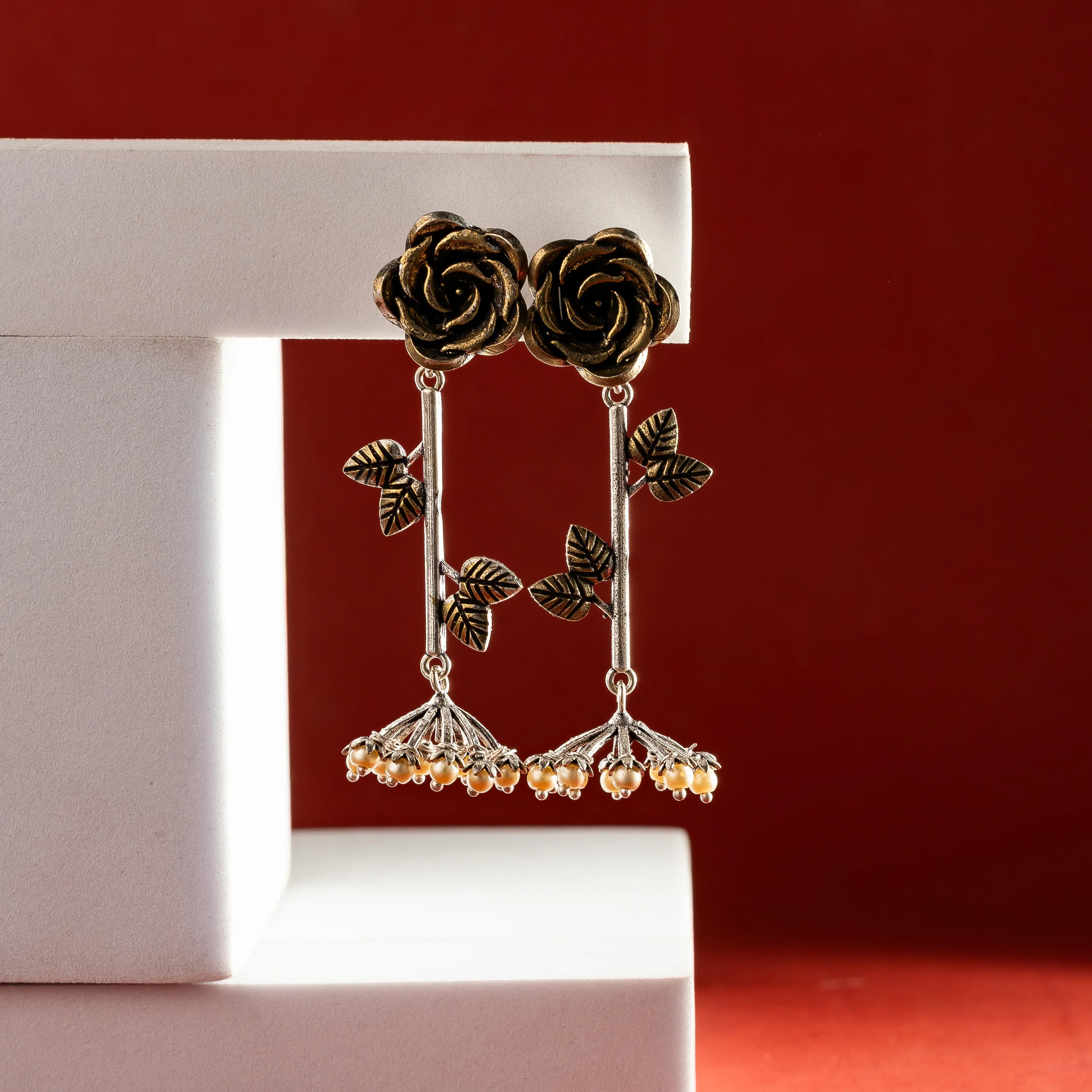 Rosette oxidised indian Earrings