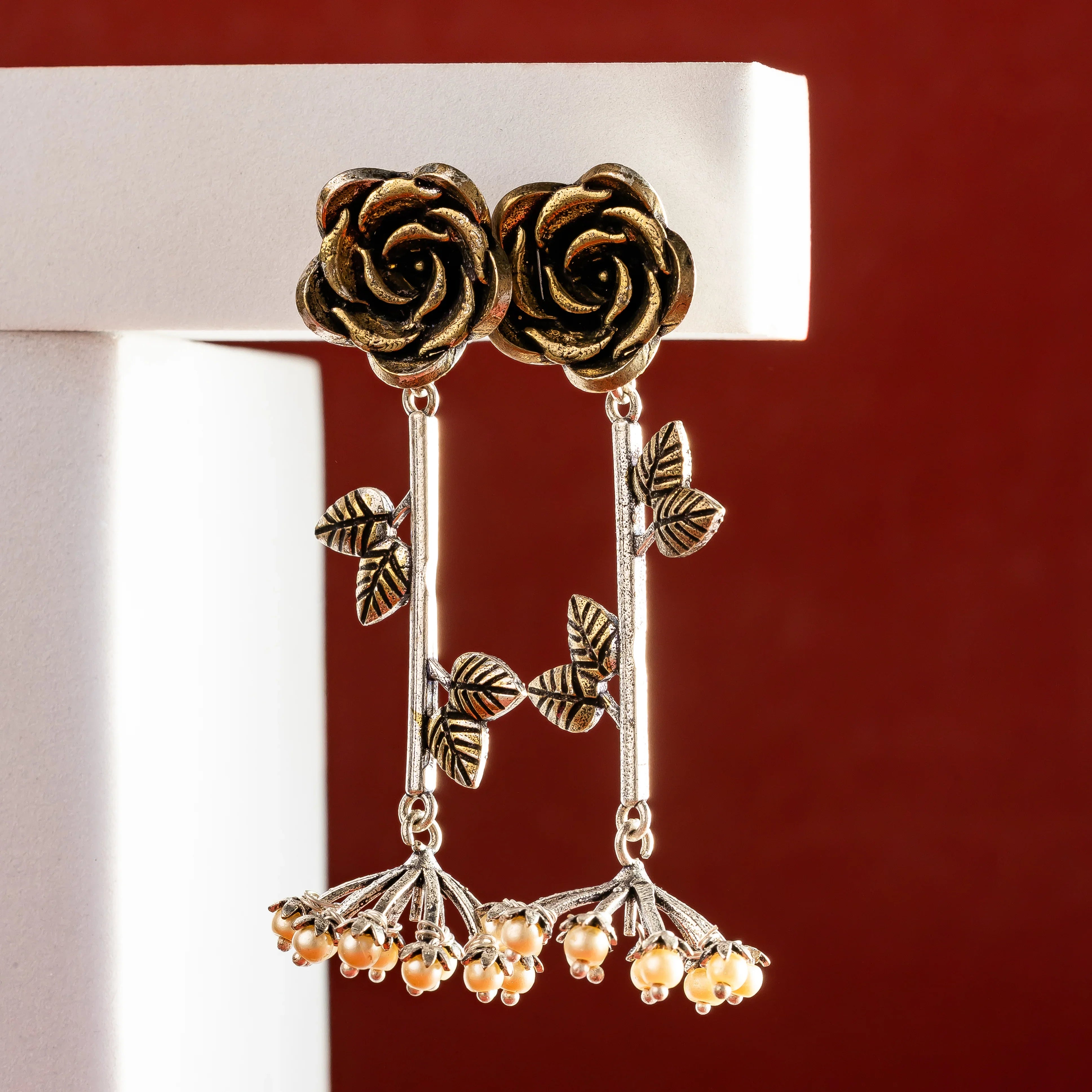 Rosette oxidised indian Earrings