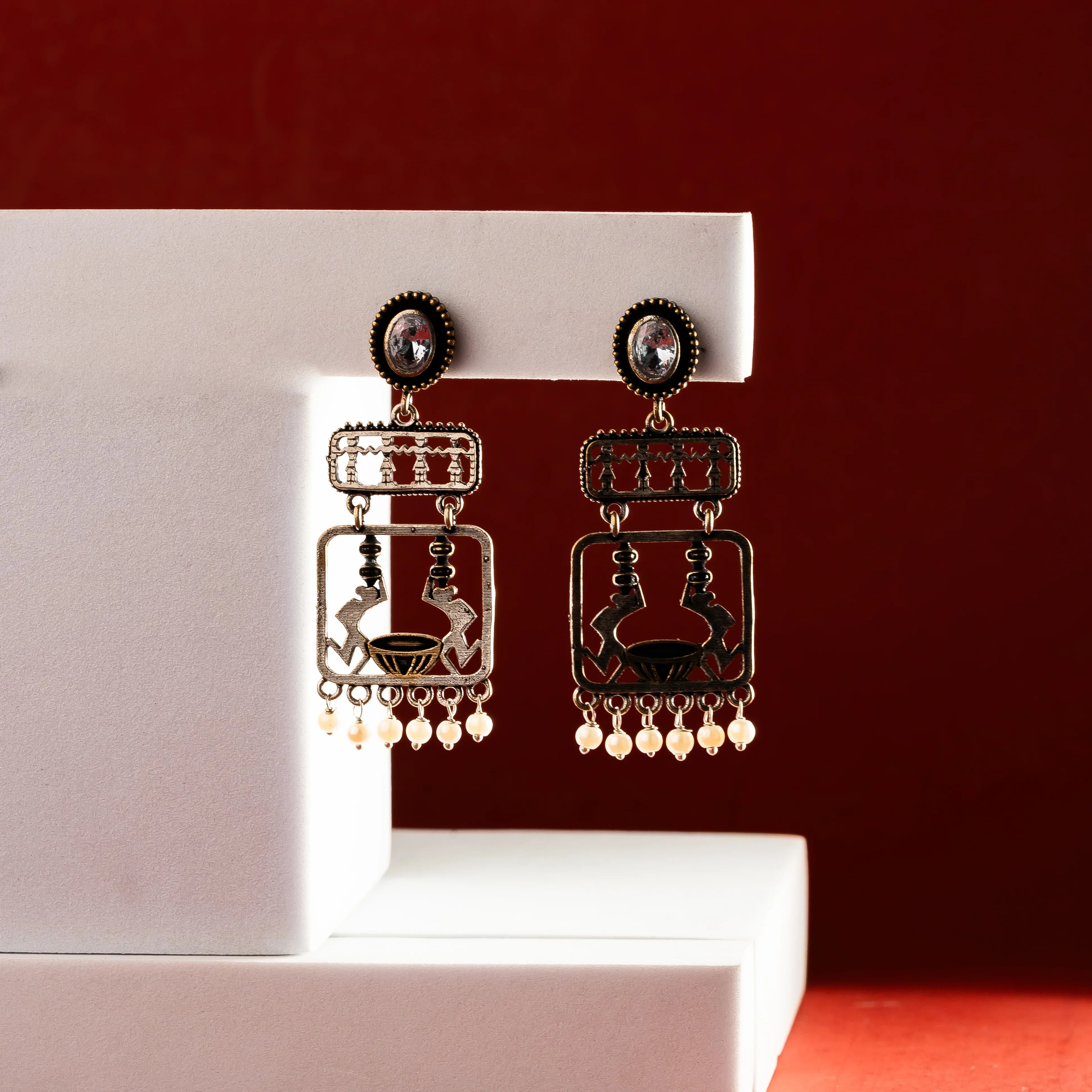 Tribal art oxidised Earrings