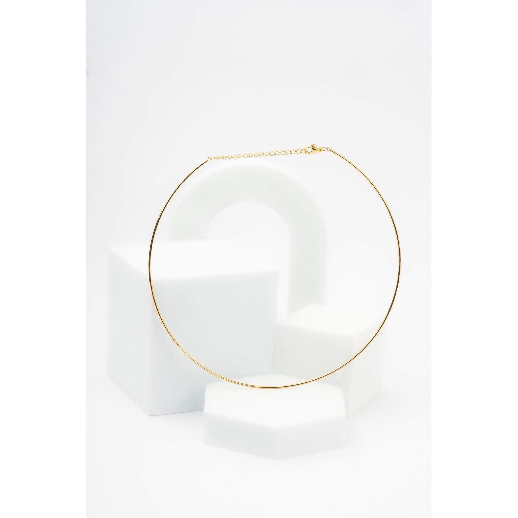 Stainless Steel gold Tone Womens Choker Necklace Collar