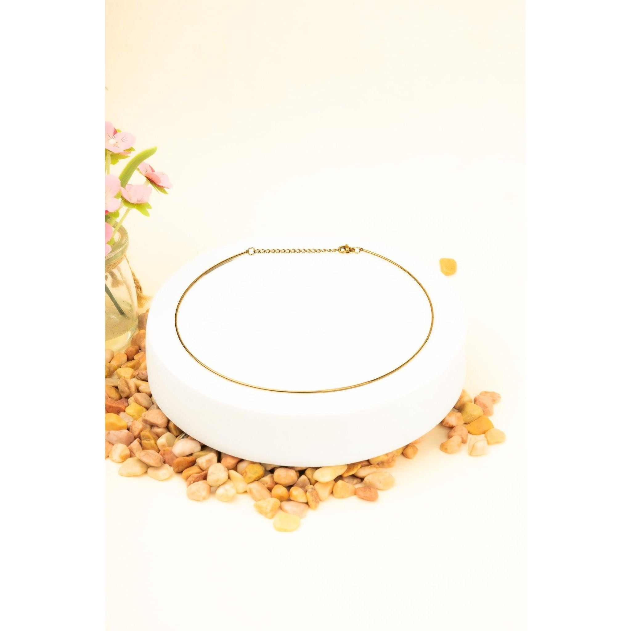 Stainless Steel gold Tone Womens Choker Necklace Collar