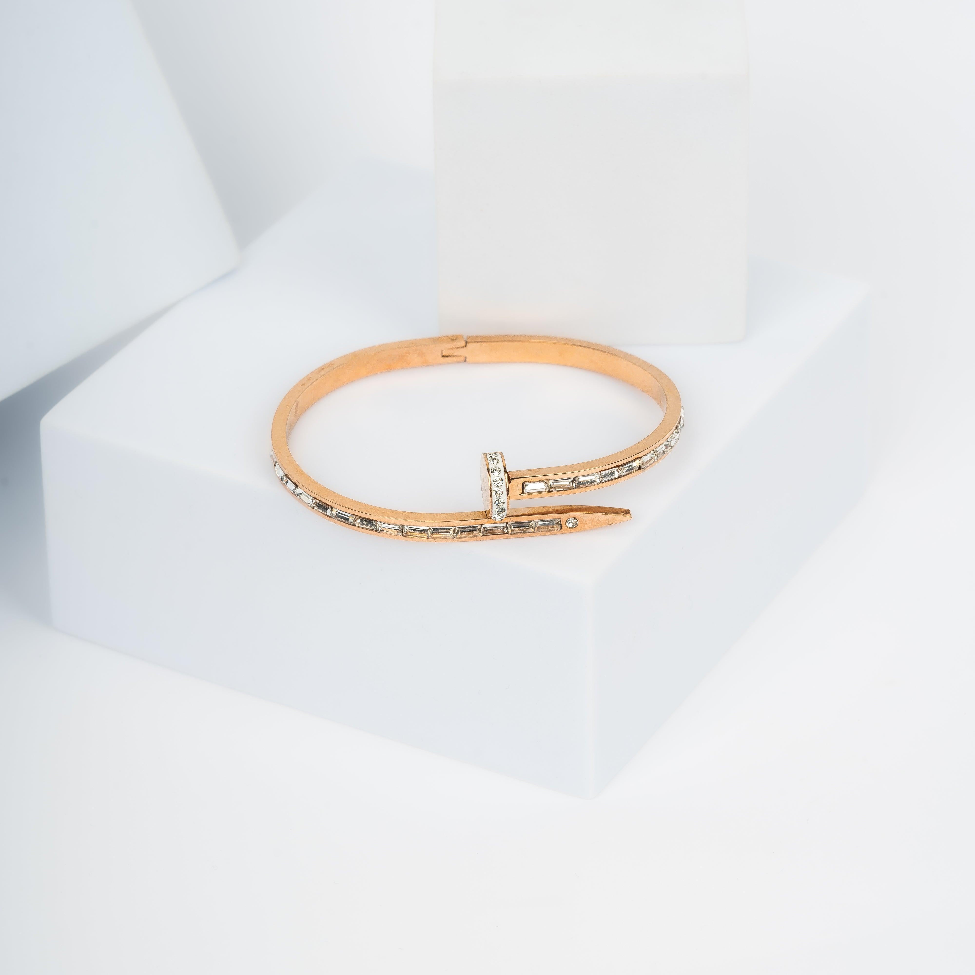 Nail TipsyCloset Rose Gold Bracelet with Cubic Zirconia CZ for Women and Girls