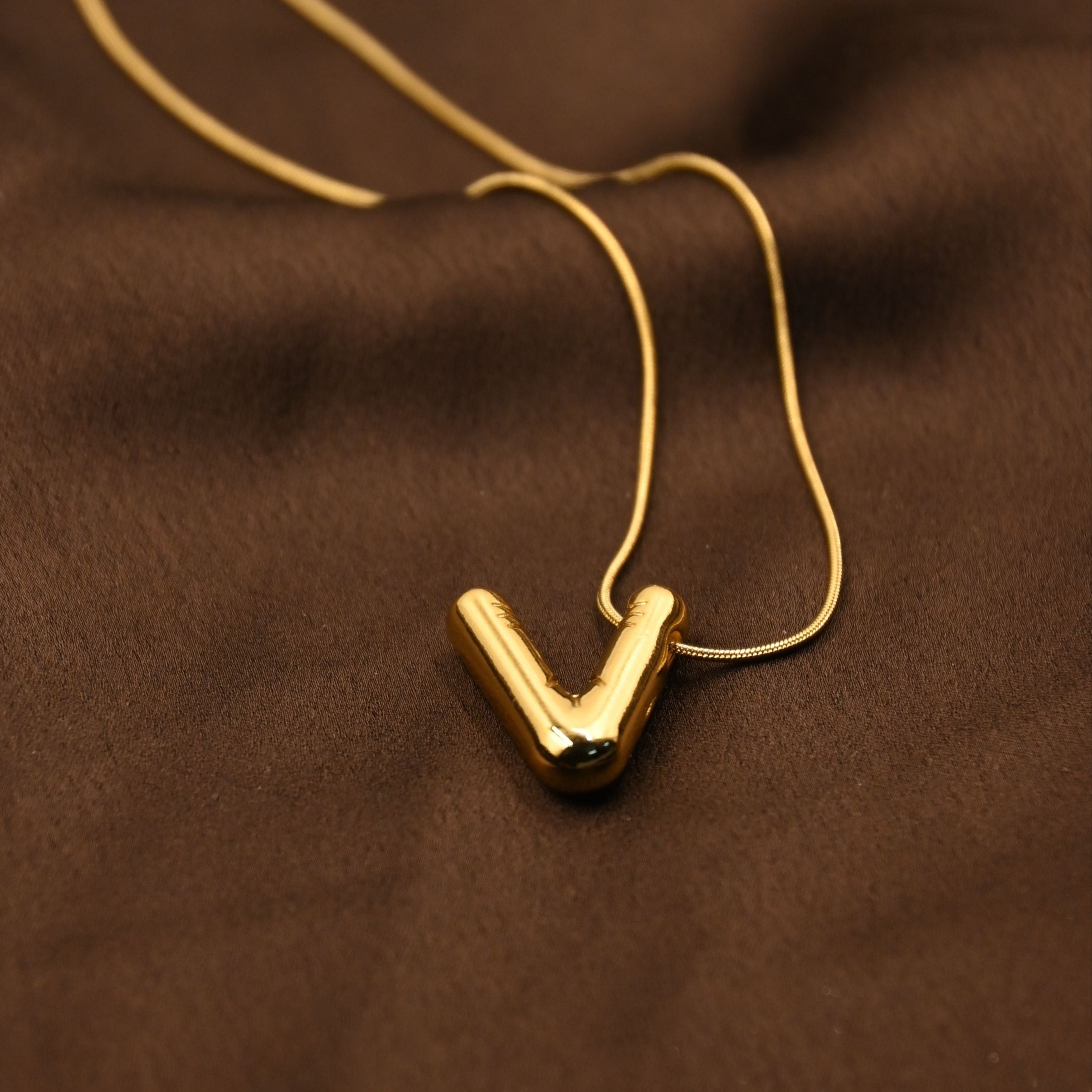 Bubble Letter V Necklace