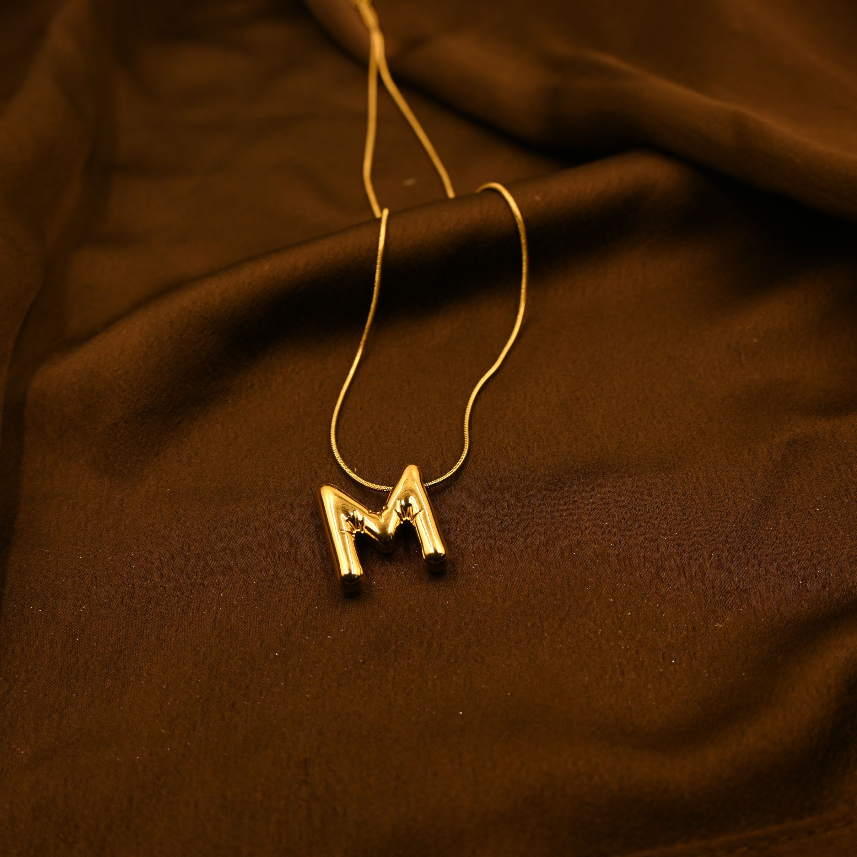 Bubble Letter M Necklace