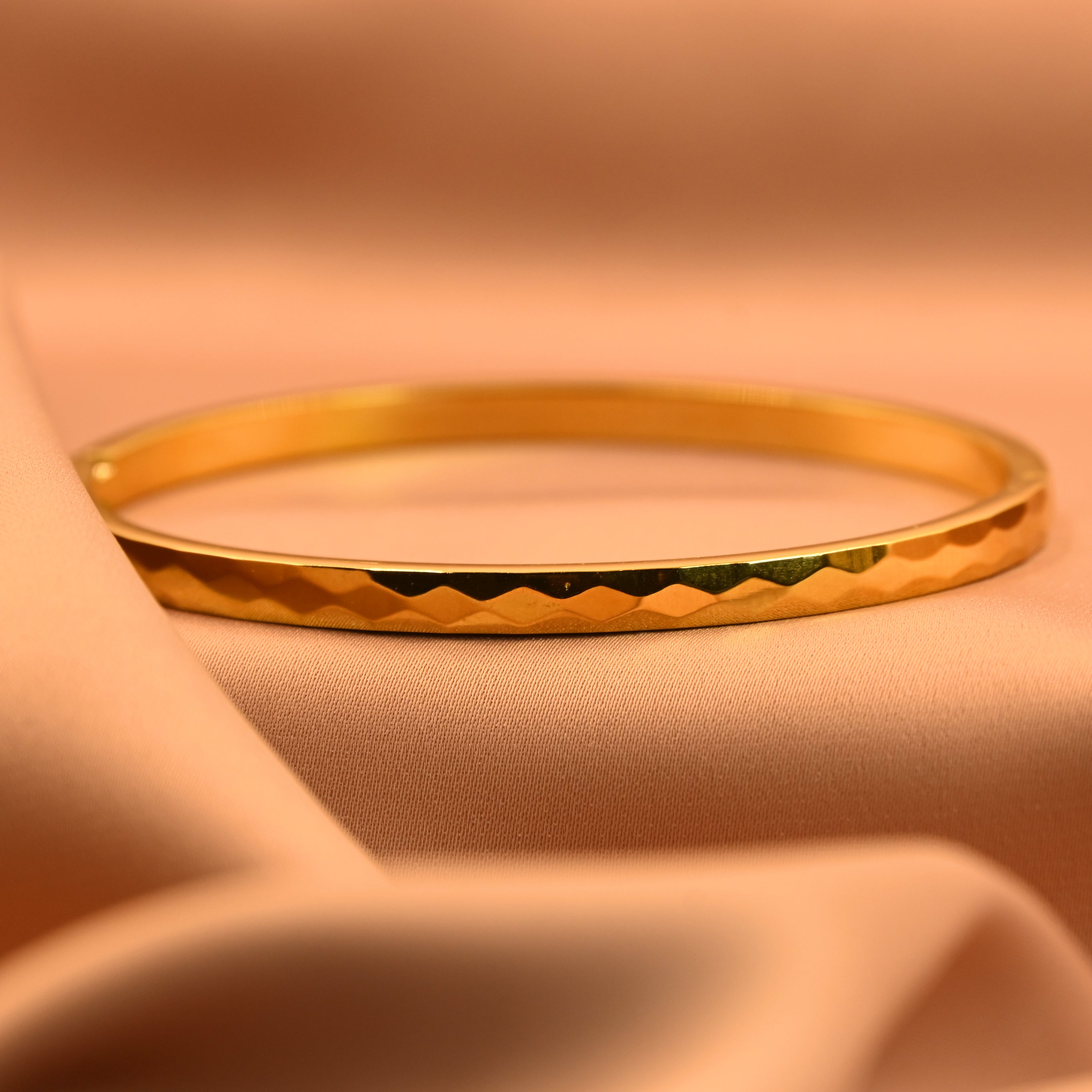 Texture Gold Kada Bracelet | Minimal Sleek Royal Designer Bracelet for Women