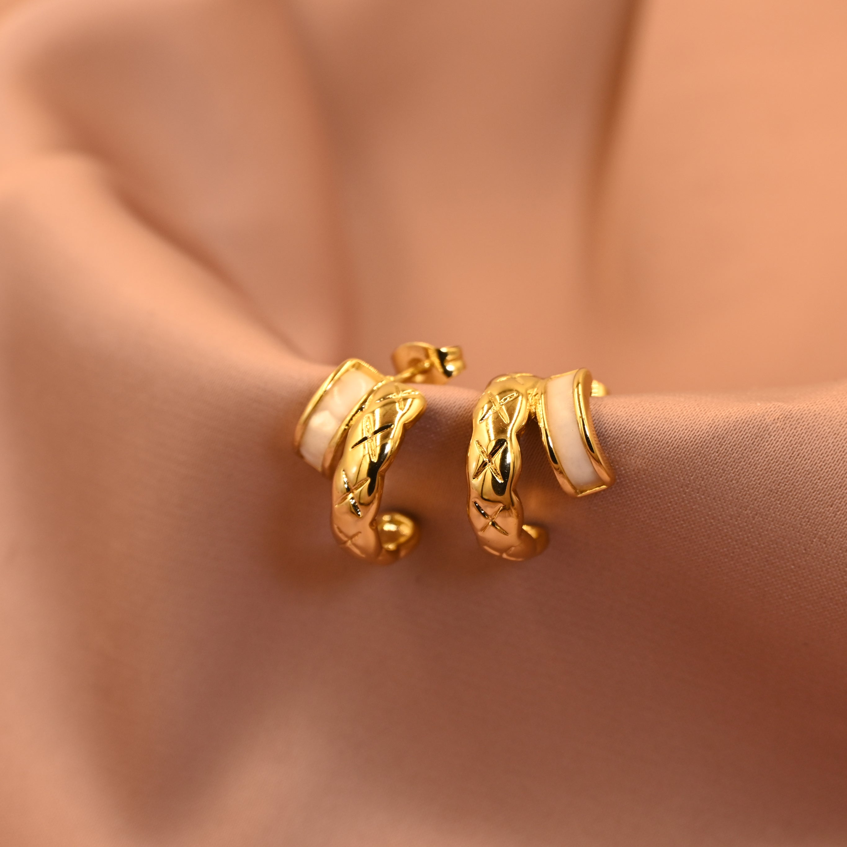 crescent enamel huggies