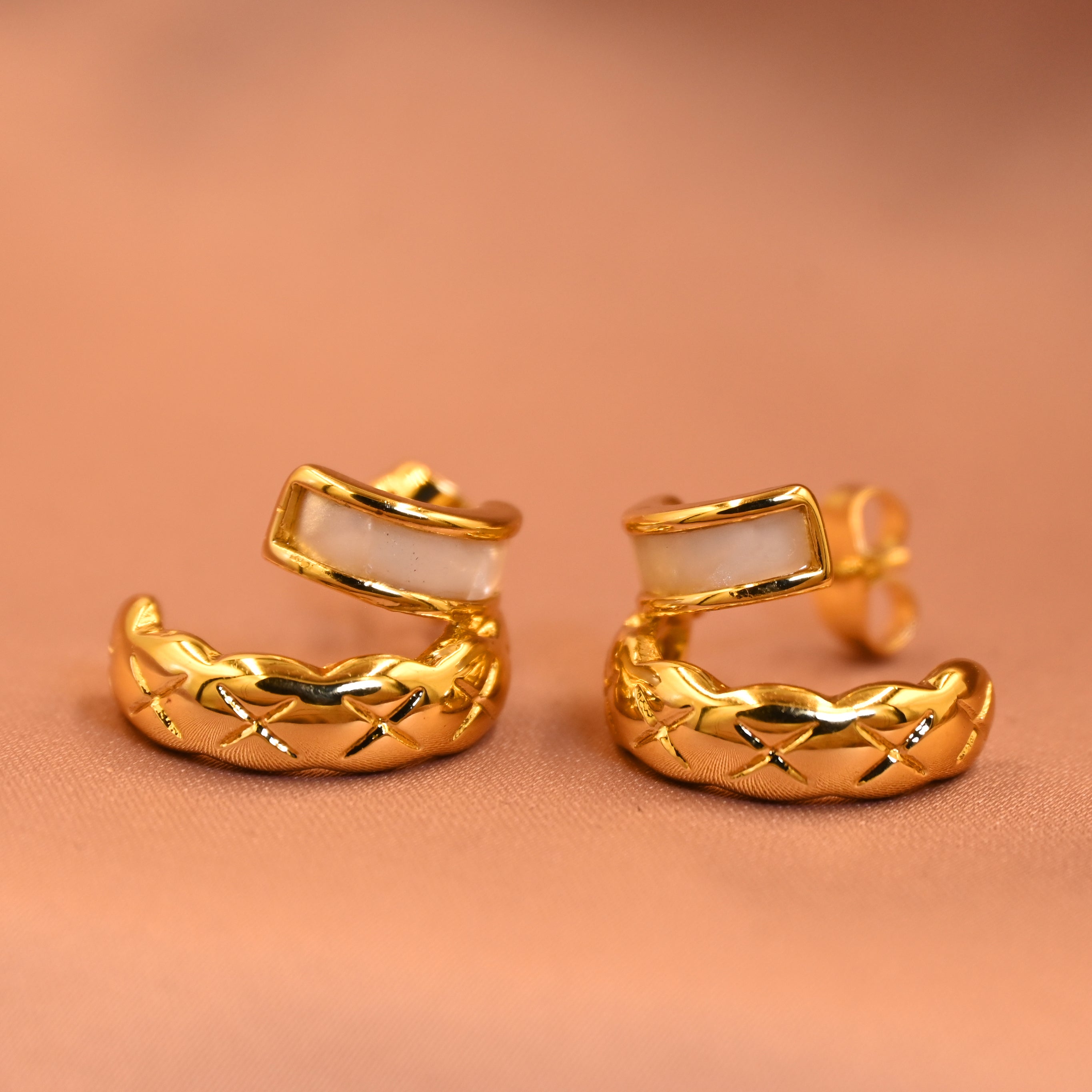 crescent enamel huggies